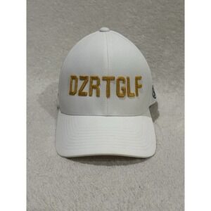 G/Fore DZRTGLF Desert Golf White Hat Cap Gold Adjustable SnapBack Club Logo
